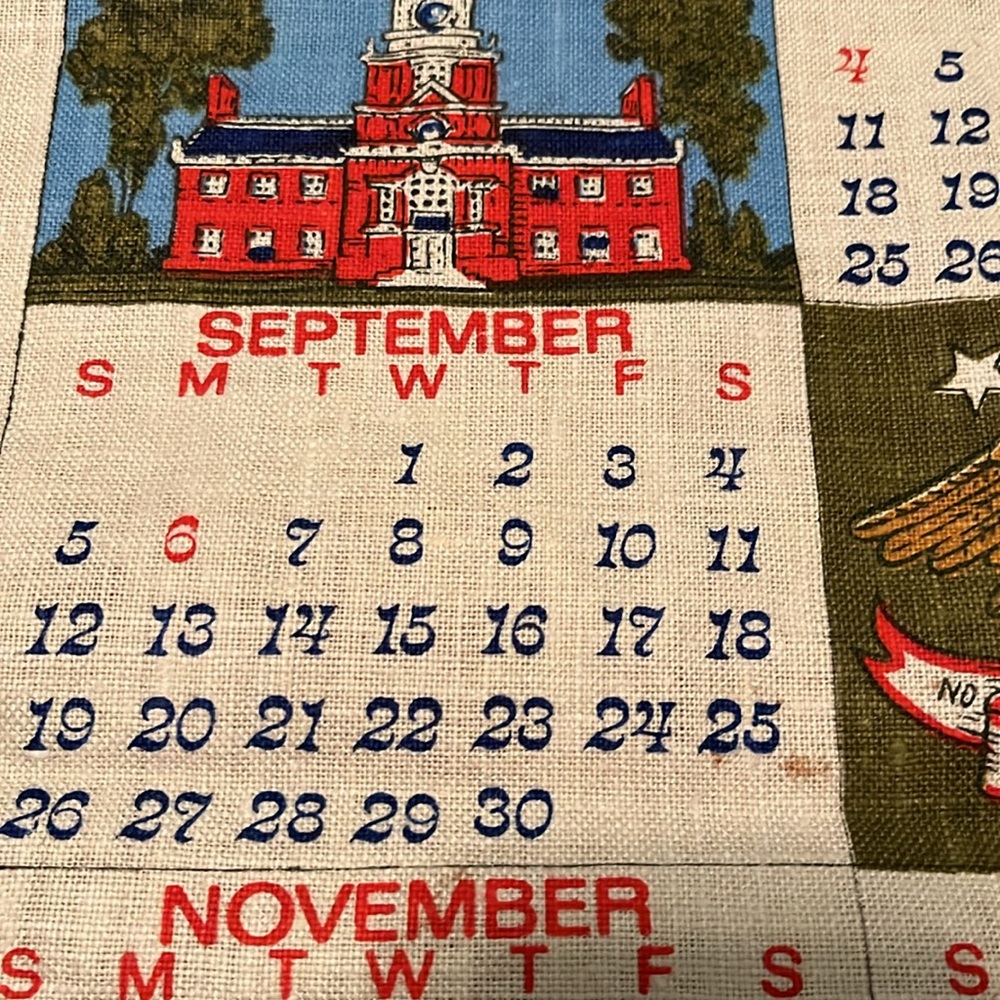 VTG Bicentennial 1976 Tea Towel Calendar - Picture 9 of 9